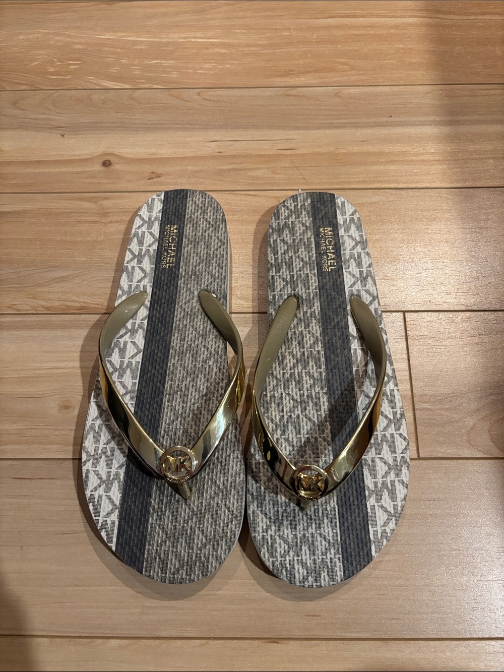 Michael Kors Gold Strap Flip Flops